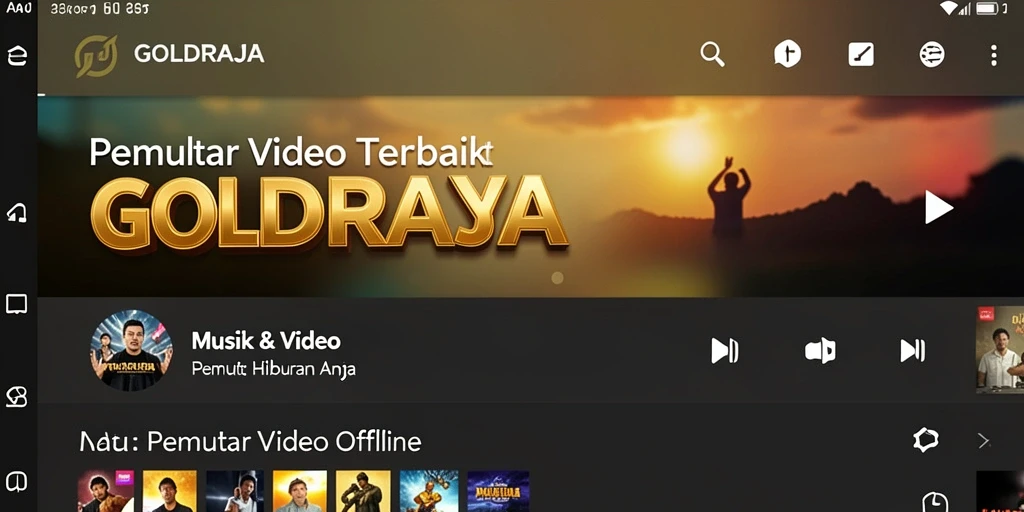 Tampilan antarmuka <strong>GOLDRAJA</strong> yang sederhana dan user-friendly untuk Pemutar Video Offline.