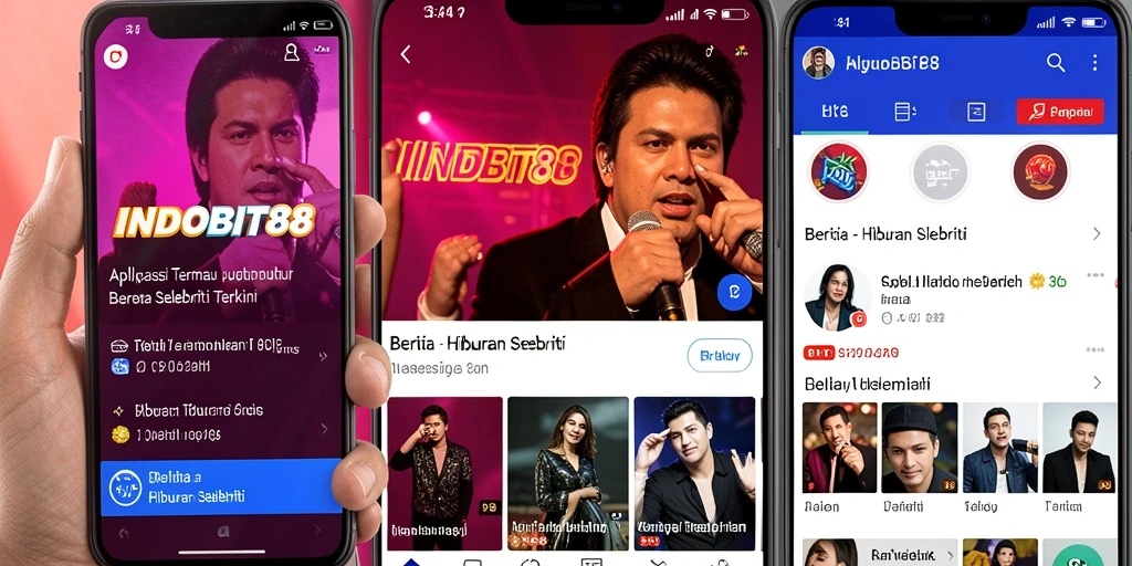 Antarmuka aplikasi INDOBIT88 menampilkan berita selebriti secara menarik.
