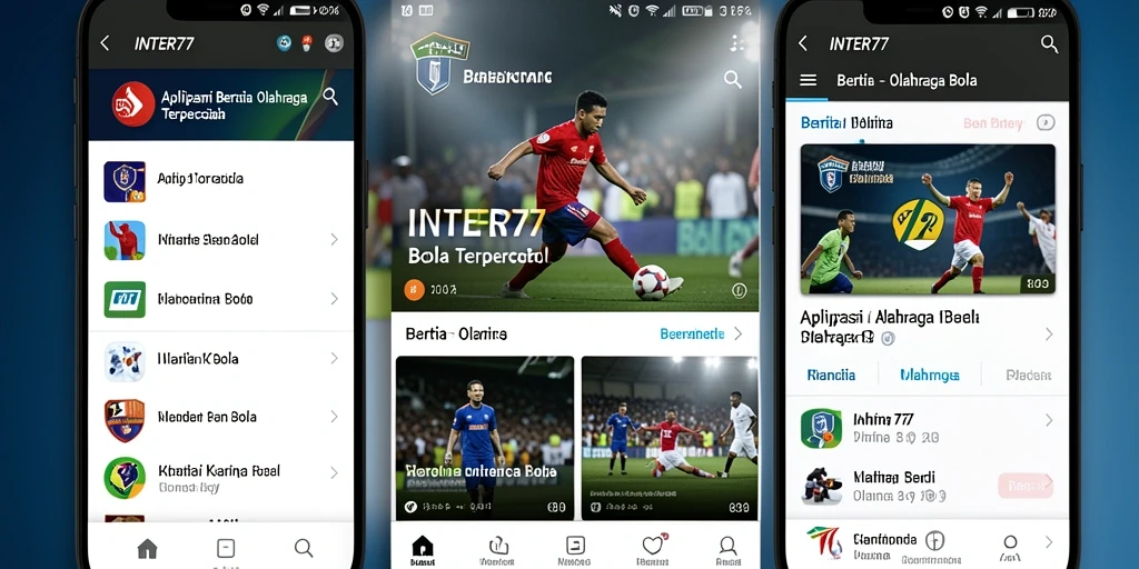 Tampilan antarmuka aplikasi INTER77 yang menarik untuk berita olahraga bola.