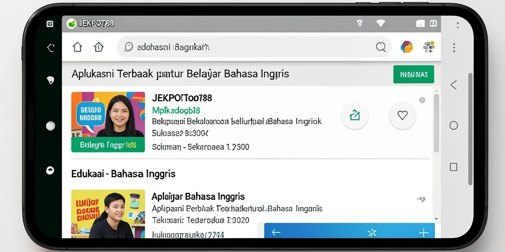 Tampilan antarmuka aplikasi JEKPOT88 untuk belajar Bahasa Inggris.