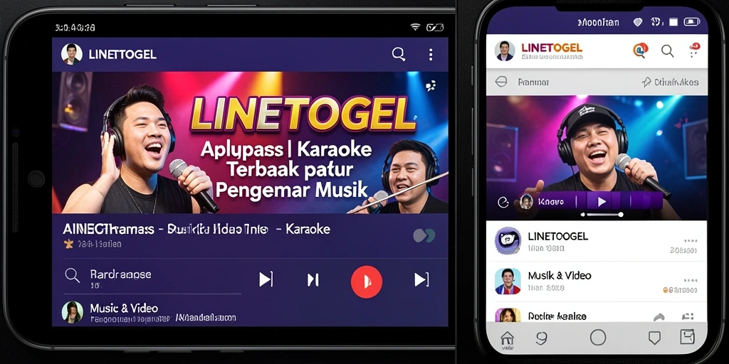Antarmuka menampilkan lagu karaoke dan opsi perekaman.