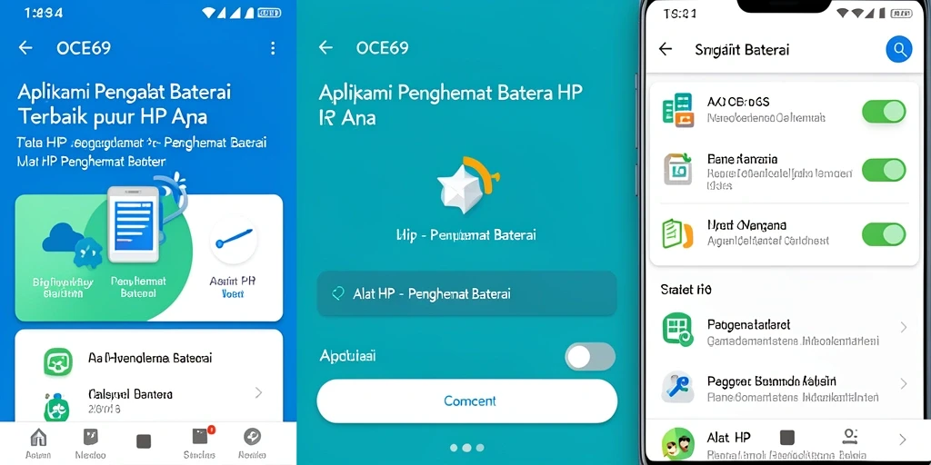 Screenshot OCE69 menunjukkan antarmuka pengguna yang intuitif untuk penghematan baterai.