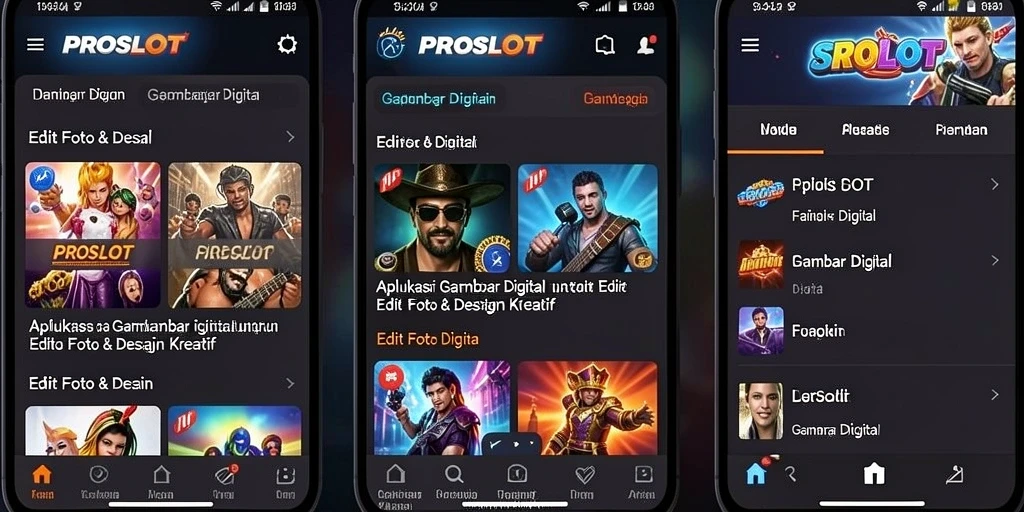 Antarmuka PROSLOT yang intuitif untuk edit foto dan desain.
