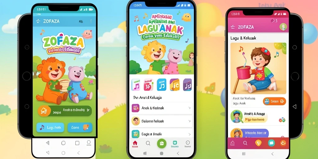 Antarmuka ZOFAZA yang ramah anak dengan berbagai lagu anak.